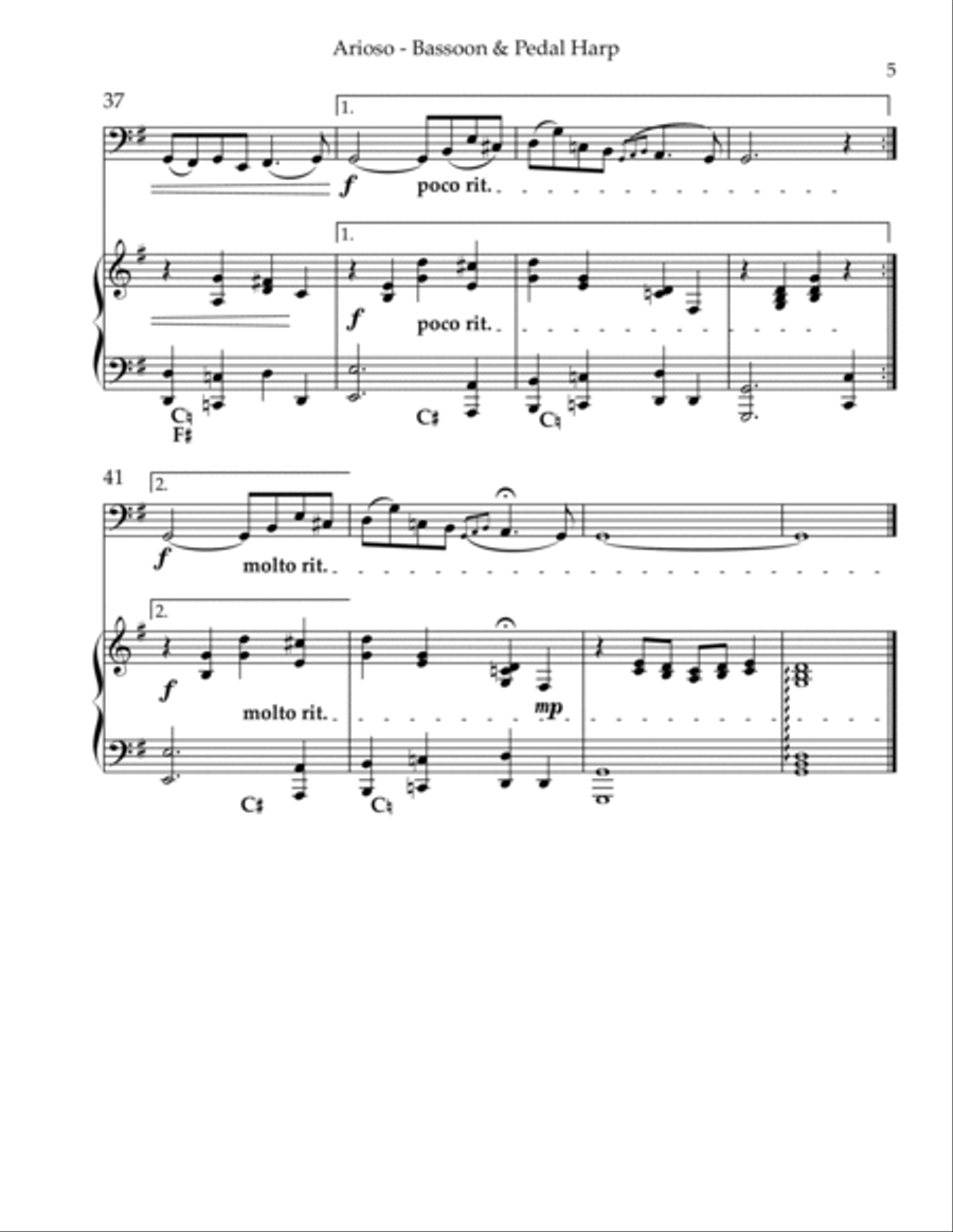 Arioso, Duet for Bassoon & Pedal Harp Bassoon scores gallery preview page 5