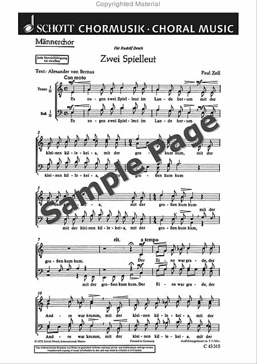 Zoll P Zwei Spielleut (ep) TTBB scores gallery preview page 2