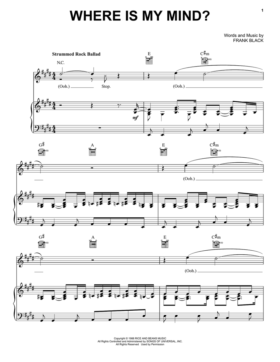 Where Is My Mind? Acoustic Guitar scores gallery preview page 1