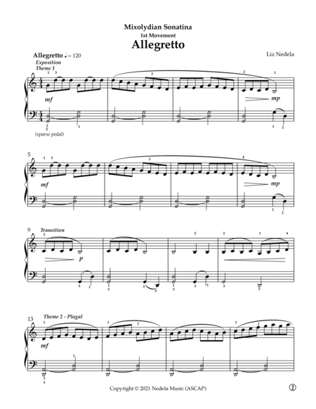 Mixolydian Sonatina - Solo Piano image number null