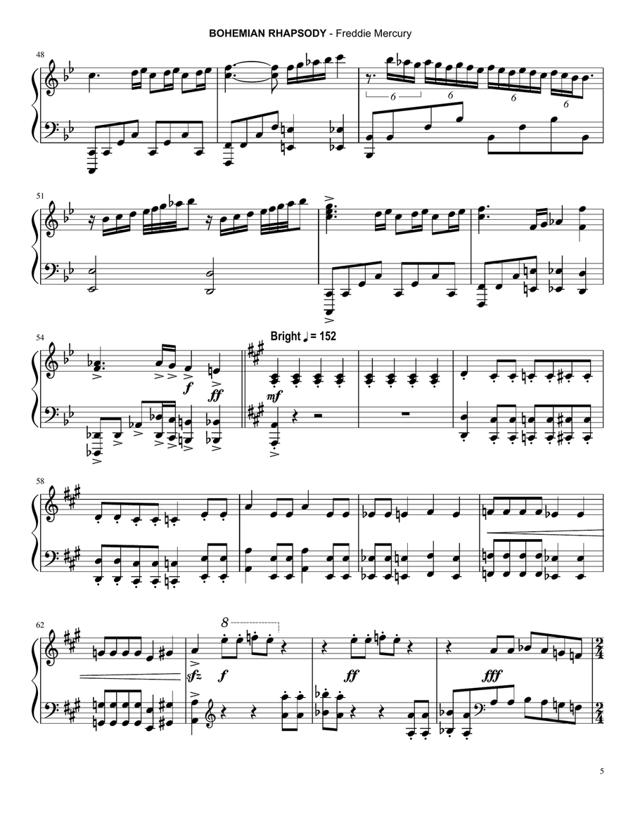Bohemian rhapsody shop simply piano