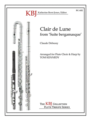 Book cover for Clair de Lune for Double Flute Choir and Harp or Piano