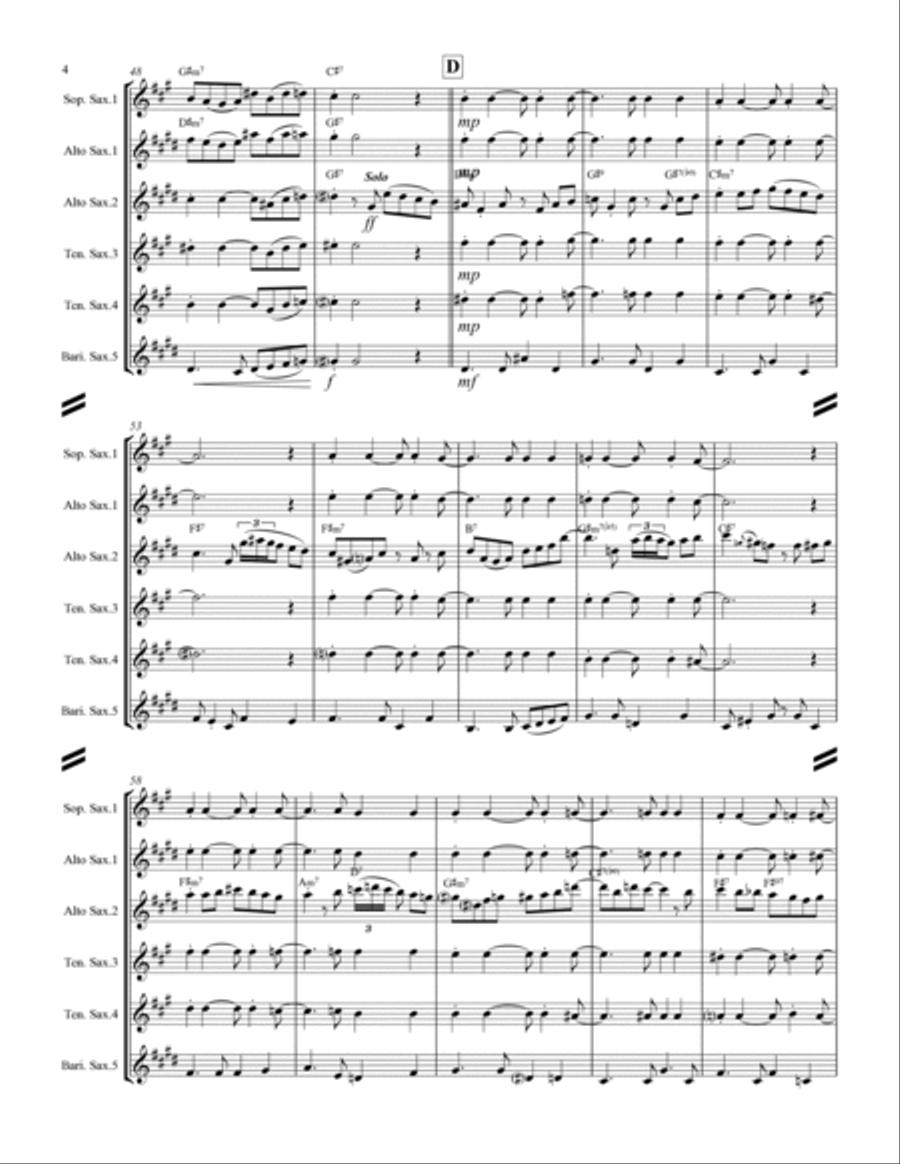 The Shadow Of Your Smile Saxophone Quintet scores gallery preview page 5