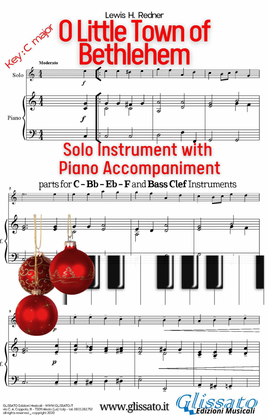 O Little Town of Bethlehem - Solo with easy Piano acc. (key C)