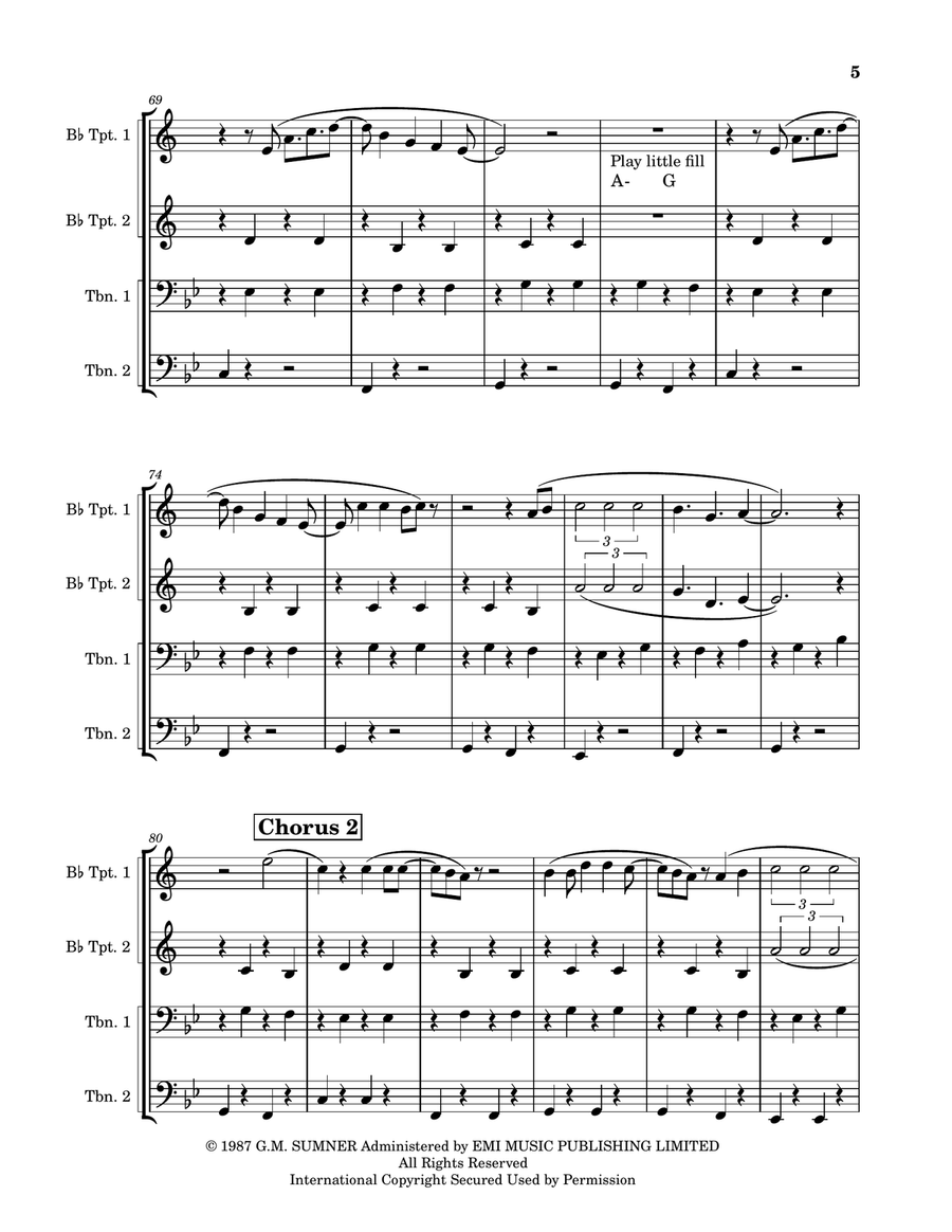Englishman In New York Englishman In New York Brass Quartet scores gallery preview page 5