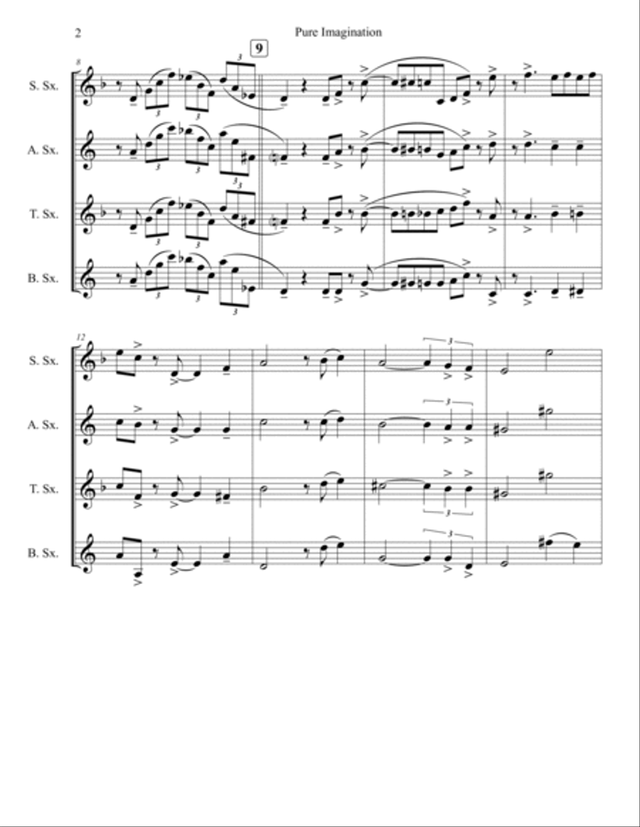 Pure Imagination Saxophone Quartet scores gallery preview page 2