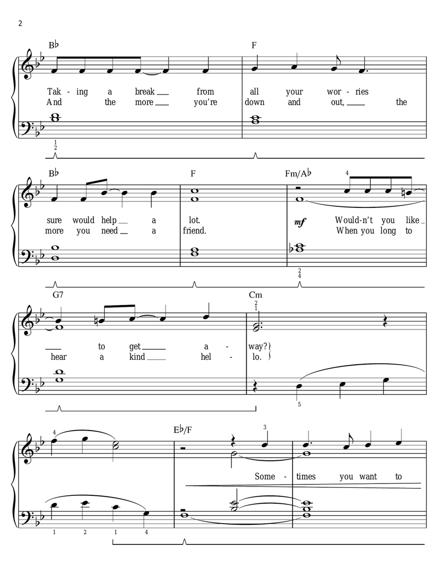 Where Everybody Knows Your Name (arr. Phillip Keveren) Easy Piano scores gallery preview page 2