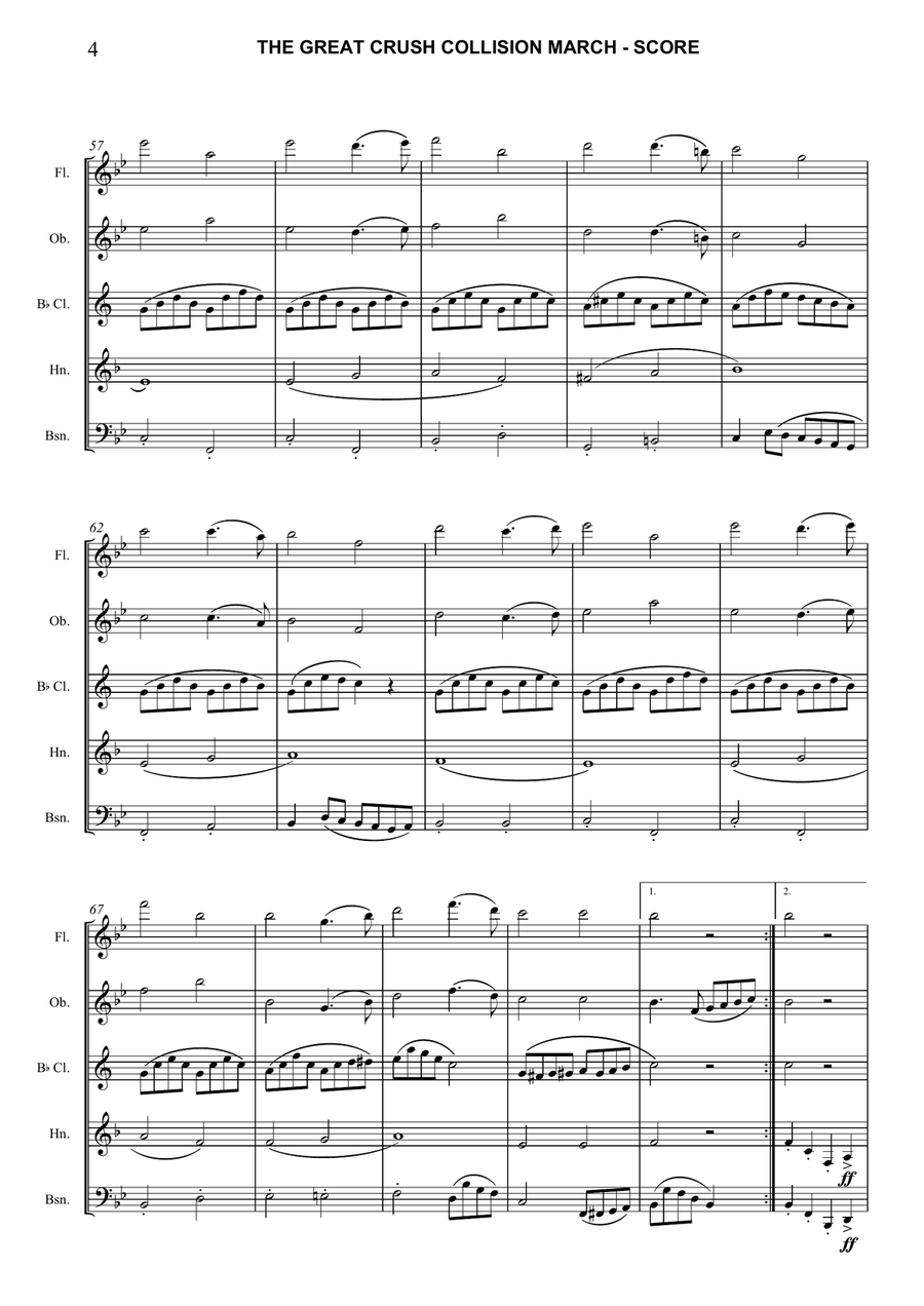 The Great Crush Collission March Woodwind Quintet scores gallery preview page 4