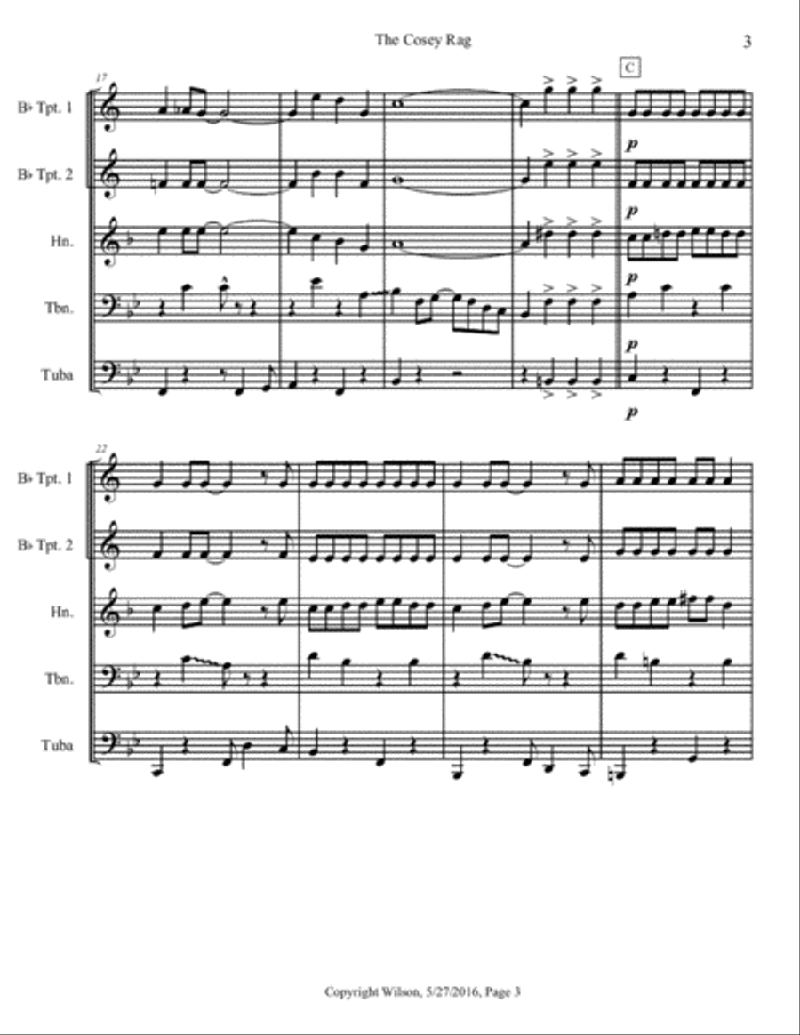 The Cosey Rag The Cosey Rag Brass Quintet scores gallery preview page 4