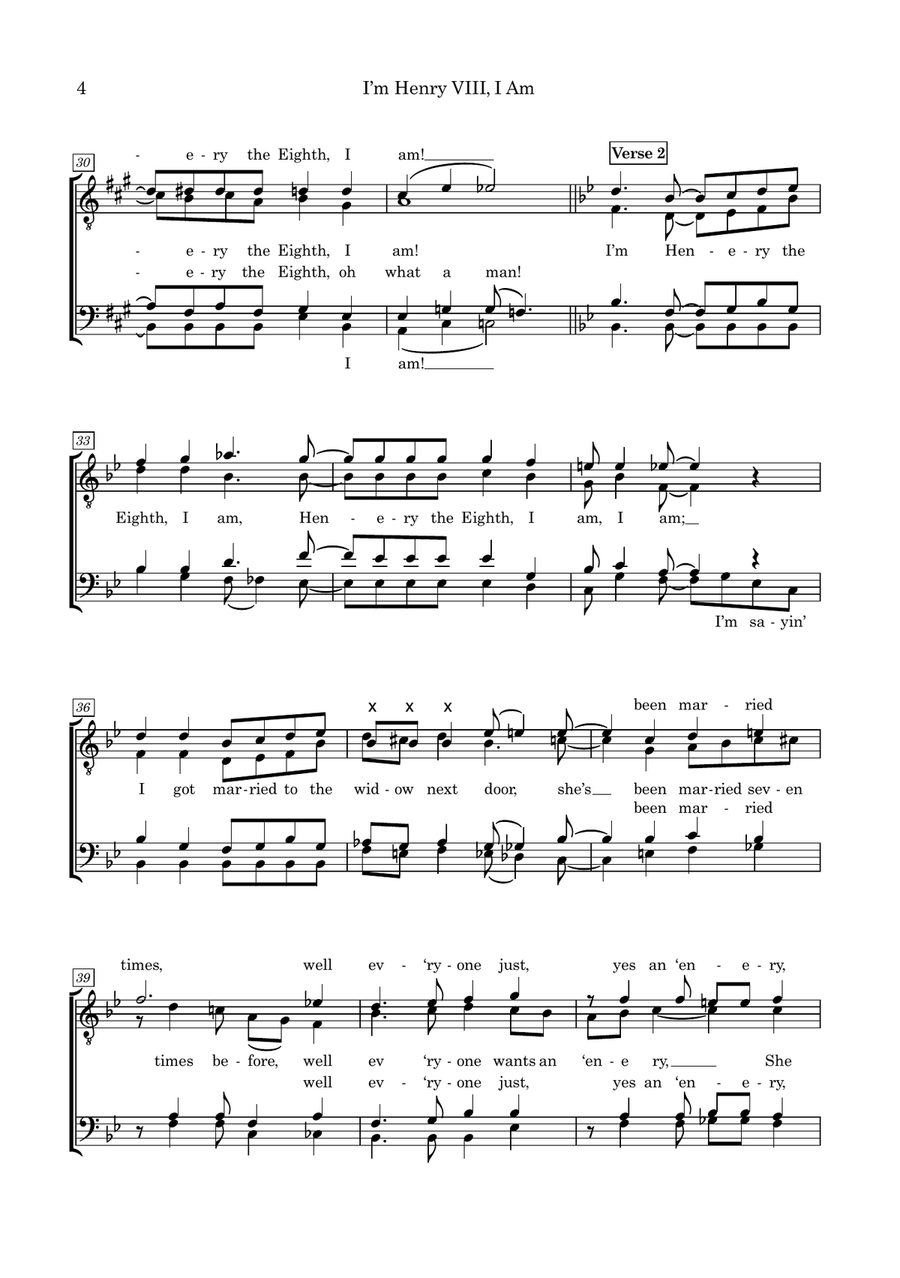 I'm Henry Viii, I Am TTBB scores gallery preview page 4