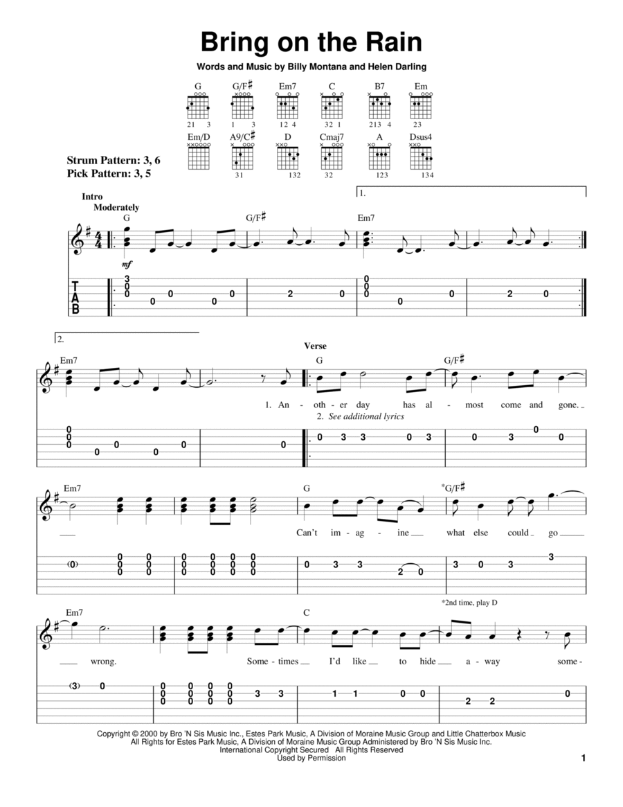 Bring On The Rain Acoustic Guitar scores gallery preview page 1