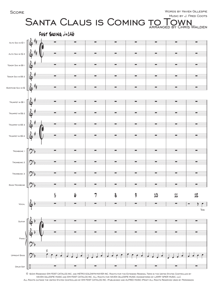 Santa Claus Is Comin' To Town Jazz Ensemble scores gallery preview page 1