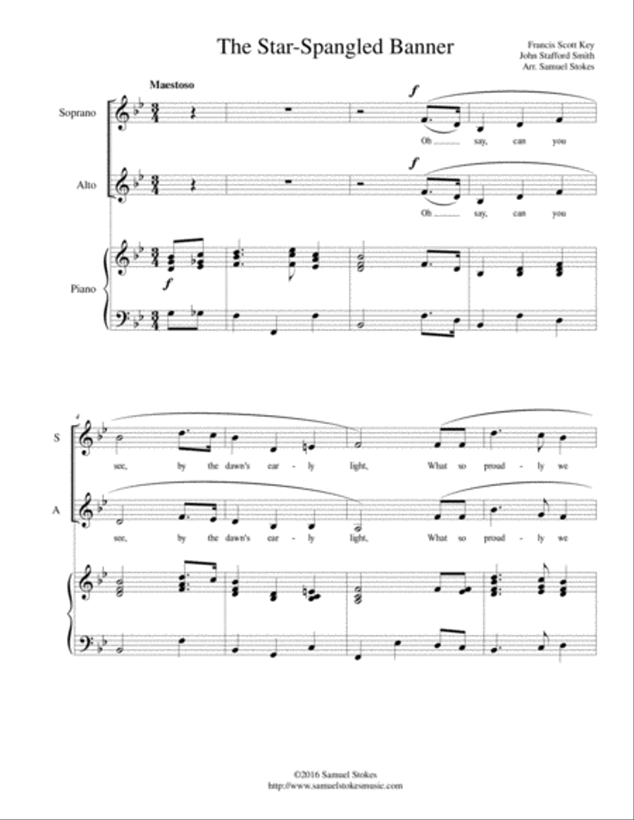 The Star-Spangled Banner - SA choir with piano accompaniment SA scores gallery preview page 1