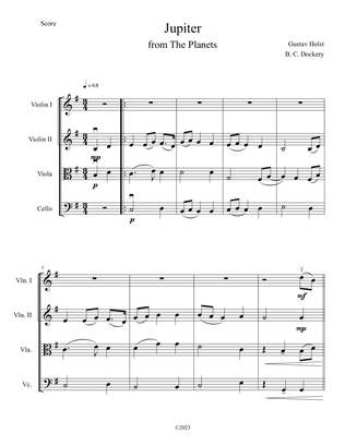 Jupiter (from The Planets) for String Quartet