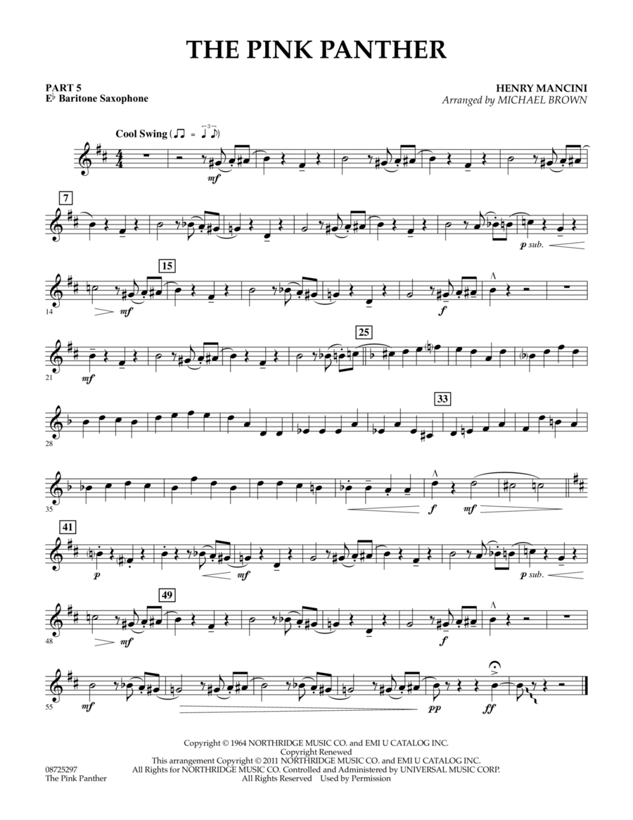 The Pink Panther - Pt.5 - Eb Baritone Saxophone Concert Band scores gallery preview page 1