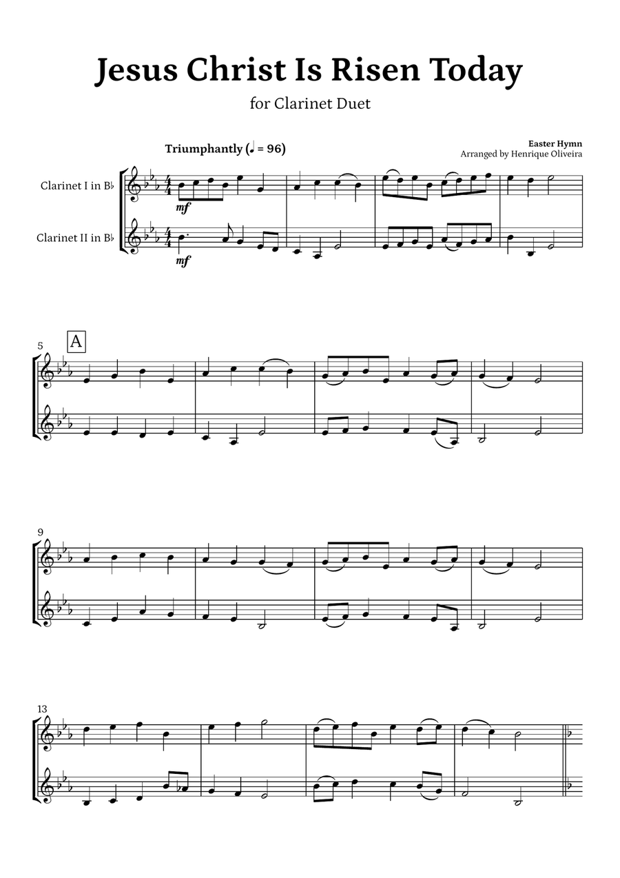 5 Beautiful Easter Hymns (for Clarinet Duet) 5 Beautiful Easter Hymns (for Clarinet Duet) Clarinet Duet scores gallery preview page 2