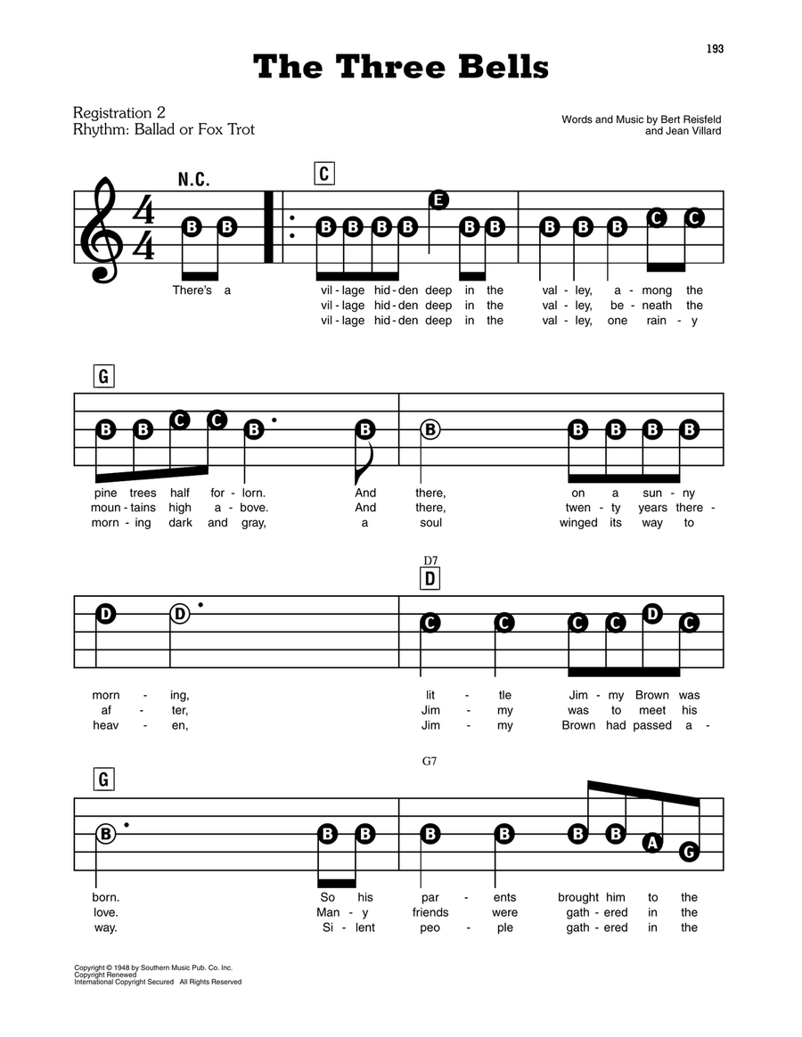 The Three Bells Electronic Keyboard scores gallery preview page 1
