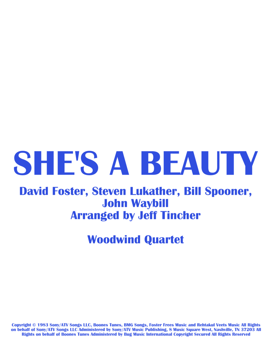 She's A Beauty Woodwind Quartet scores gallery preview page 1
