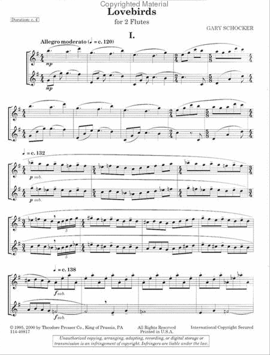 Lovebirds Flute Duet scores gallery preview page 2