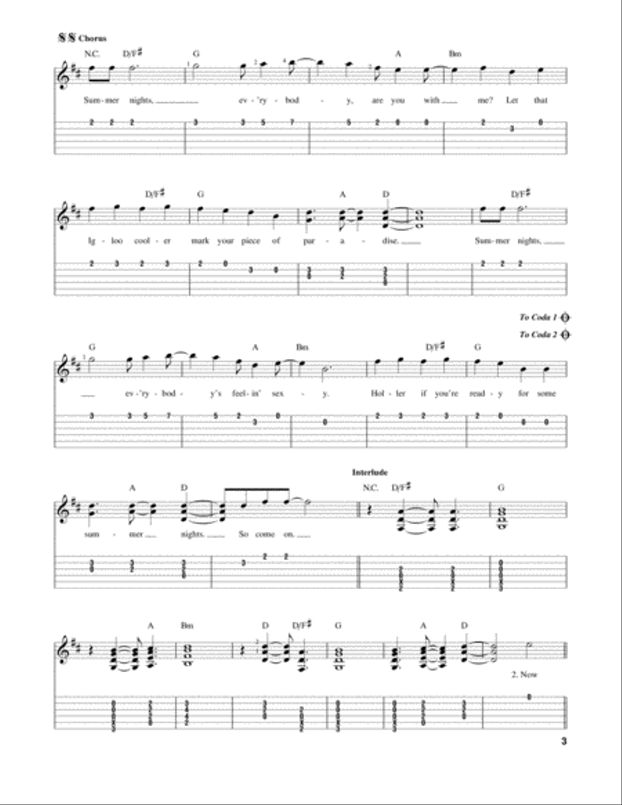 Summer Nights Acoustic Guitar scores gallery preview page 3