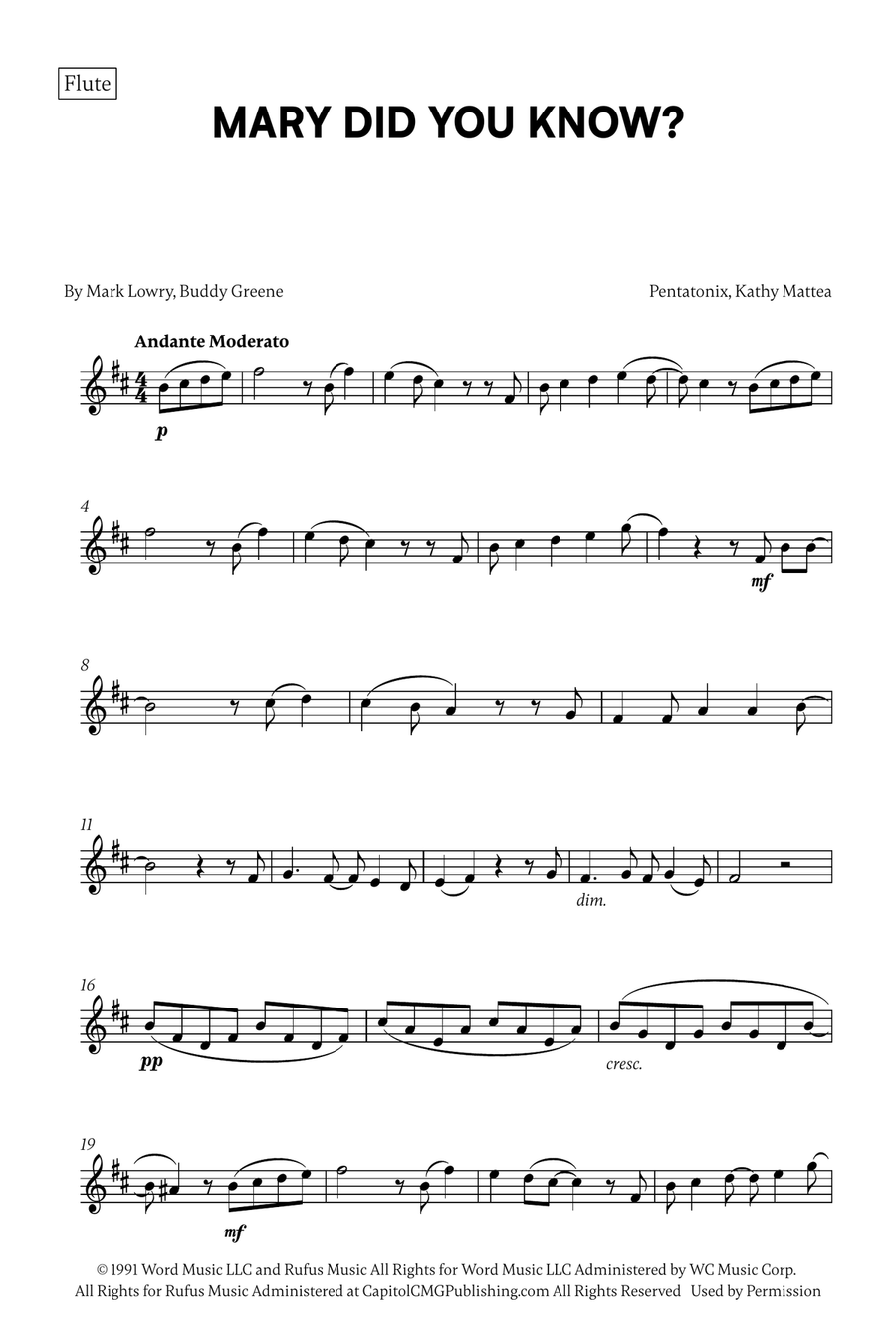 Mary, Did You Know? Flute Duet scores gallery preview page 4