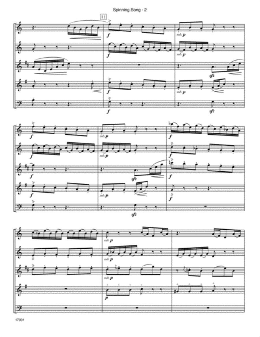 Spinning Song (from Song Without Words, Op. 67, No. 4) Woodwind Quintet scores gallery preview page 3