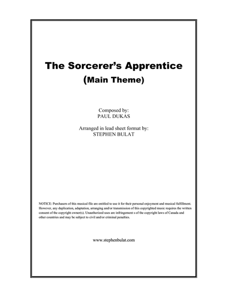 The Sorcerer's Apprentice (from Walt Disney's Fantasia) - Lead sheet in original key of Fm