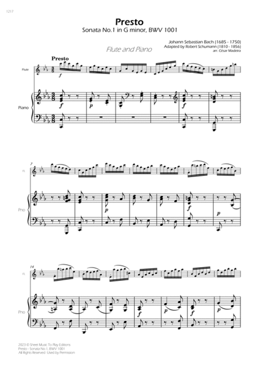 Presto from Sonata No.1, BWV 1001 - Flute and Piano (Full Score) image number null