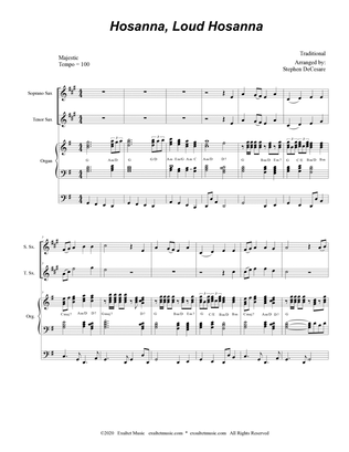 Book cover for Hosanna, Loud Hosanna (Duet for Soprano and Tenor Saxophone - Organ accompaniment)