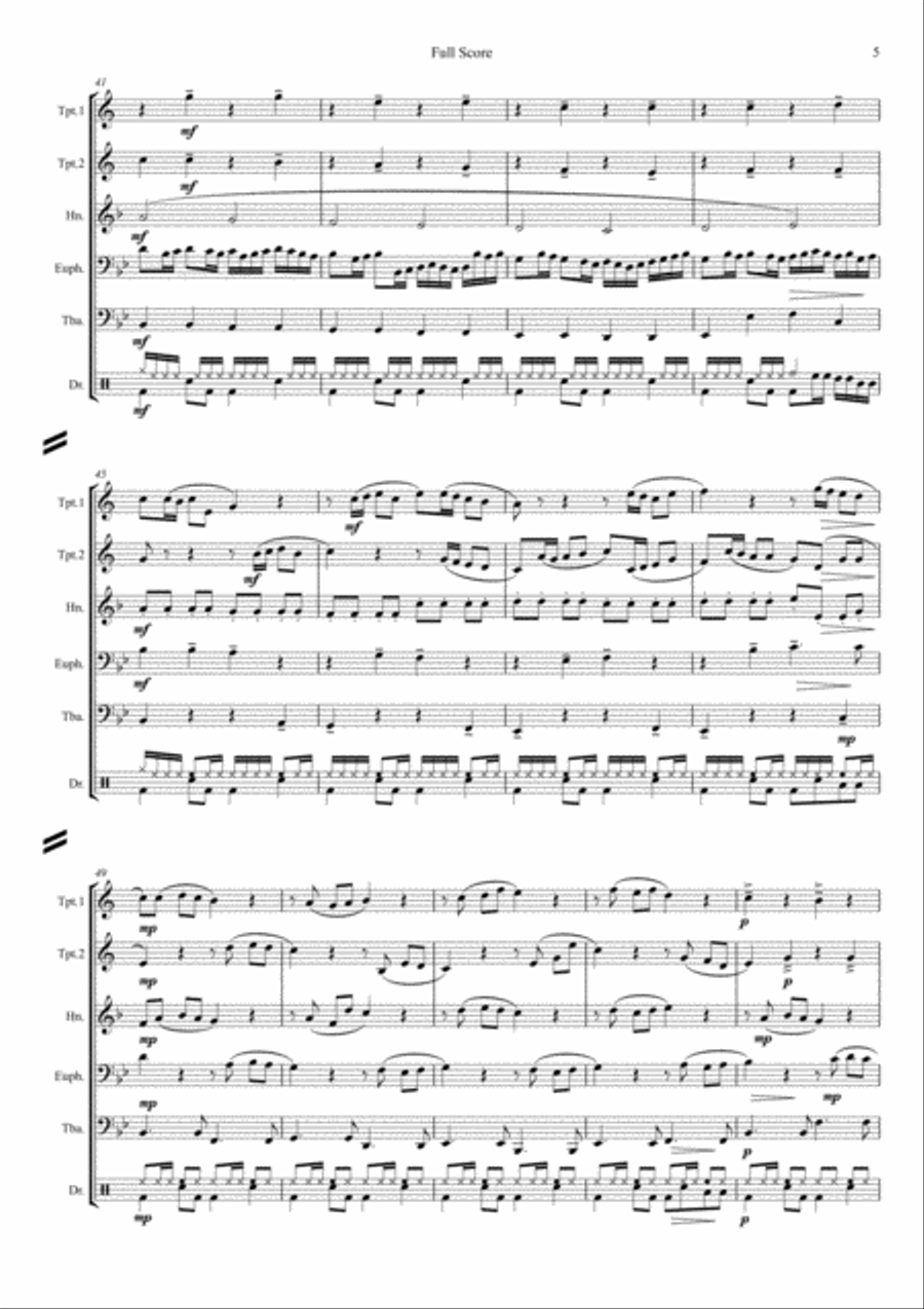 Brass Canon for Brass Quintet & Percussion Brass Ensemble scores gallery preview page 5