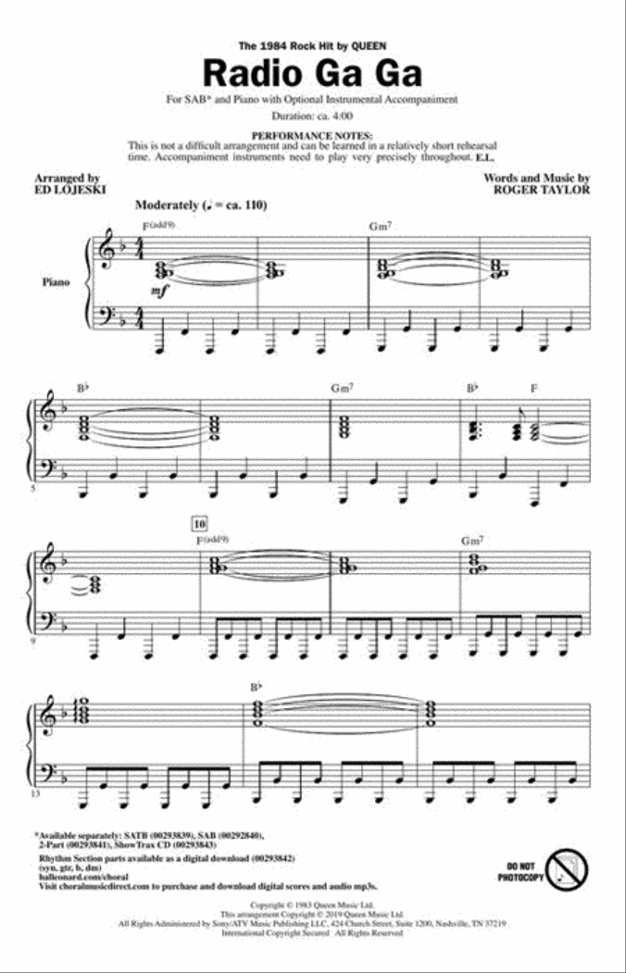 Radio Ga Ga 3-Part scores gallery preview page 3