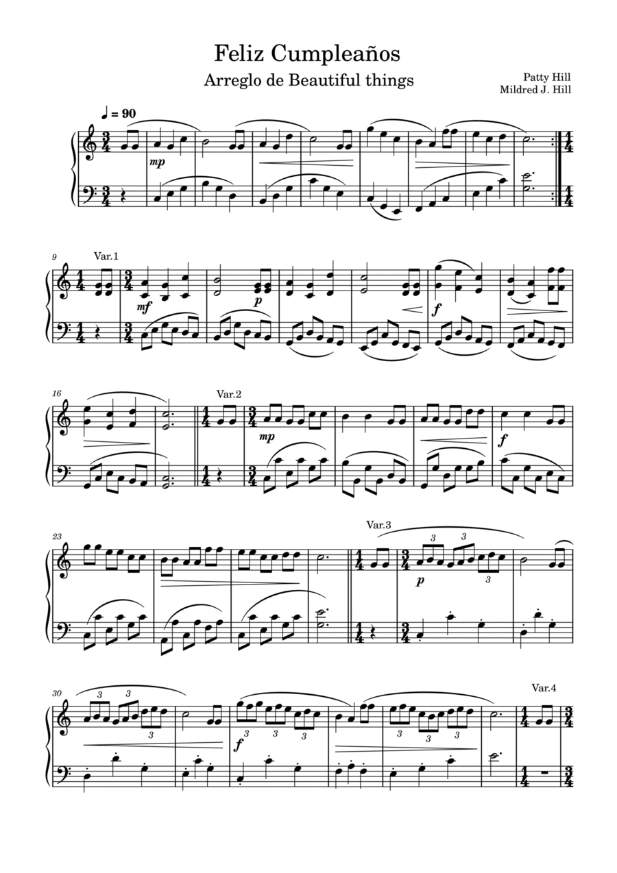 Feliz Cumpleaños Piano scores gallery preview page 1