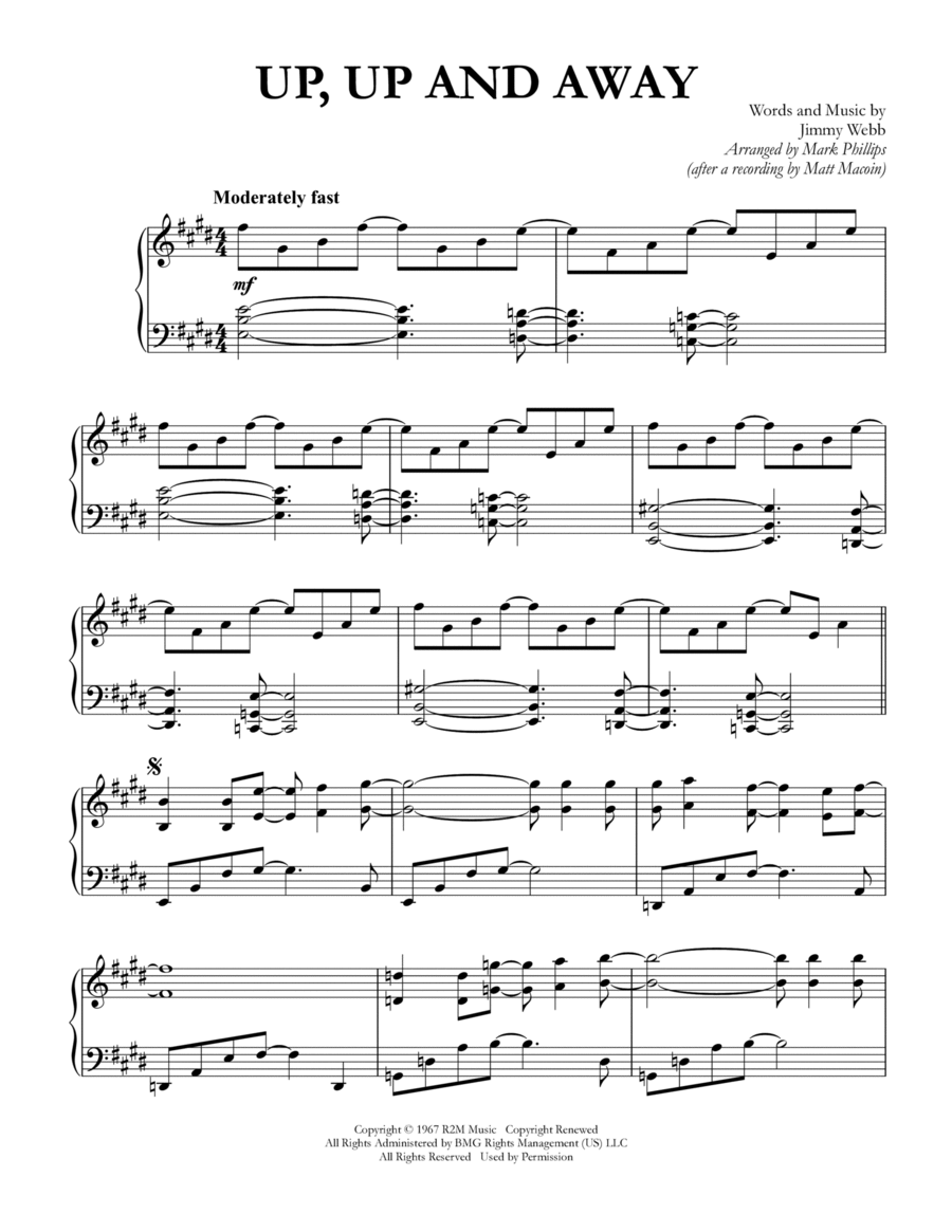Up, Up And Away Up, Up And Away Piano Solo scores gallery preview page 1