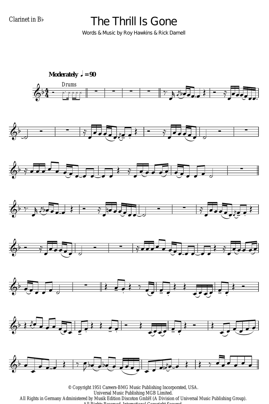 The Thrill Is Gone The Thrill Is Gone Clarinet Solo scores gallery preview page 1