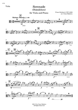 Serenade (D.975) by Schubert - Viola and Piano (Individual Parts)