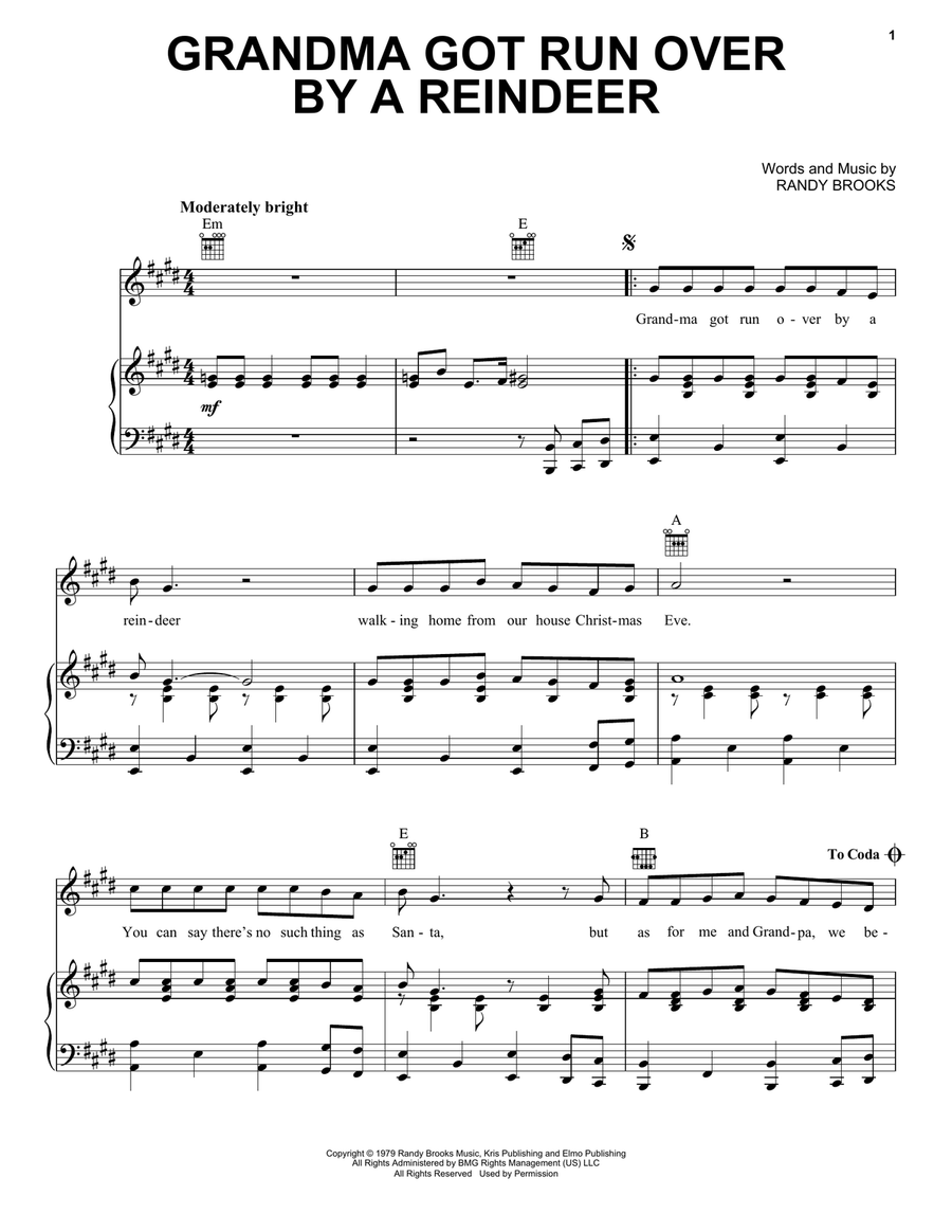 Grandma Got Run Over By A Reindeer Guitar scores gallery preview page 1