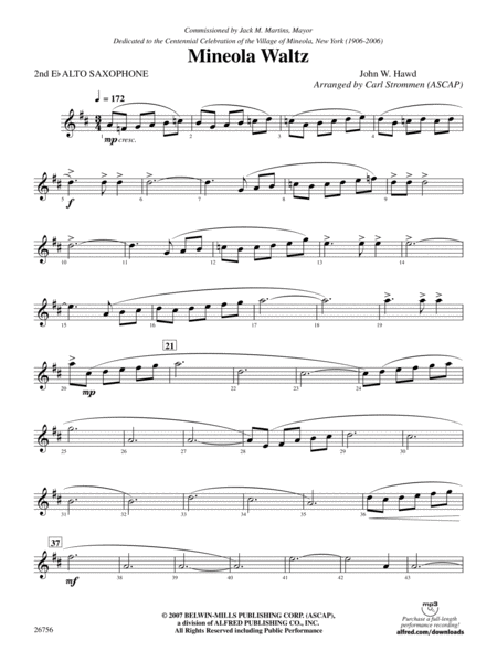 Mineola Waltz: 2nd E-flat Alto Saxophone
