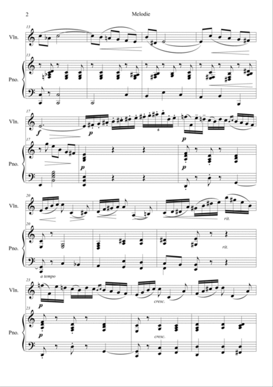 Tchaikovsky: Souvenir d'un lieu cher, Op.42 Melodie (in C) Violin Solo scores gallery preview page 2