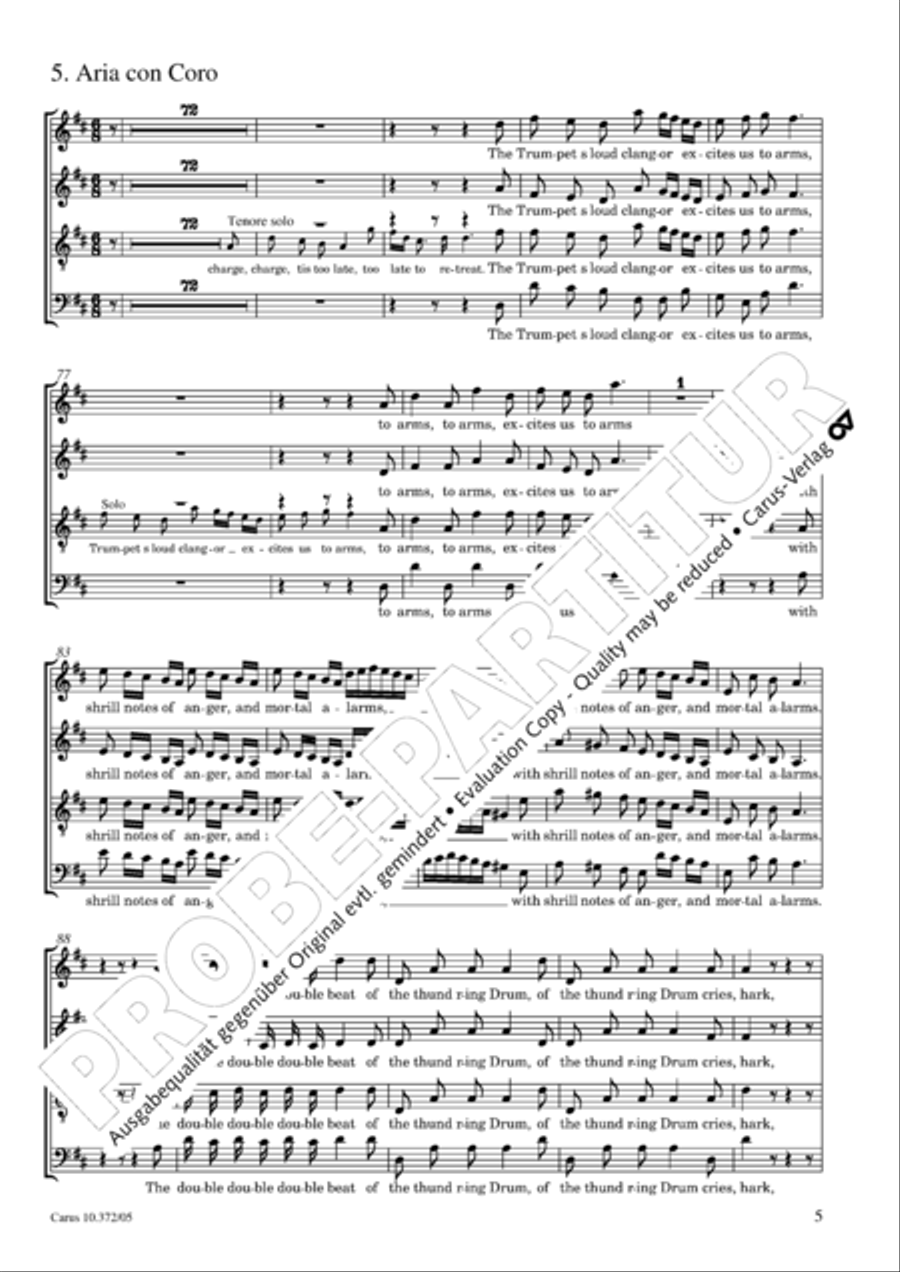 Ode for St. Cecilias Day 4-Part scores gallery preview page 6