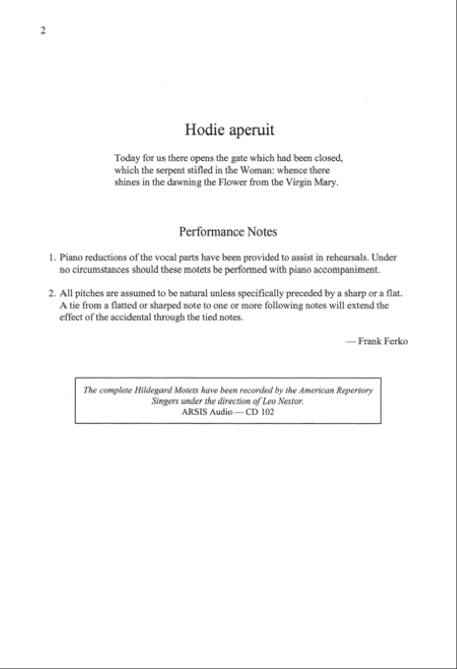 The Hildegard Motets: 3. Hodie aperuit Divisi scores gallery preview page 2