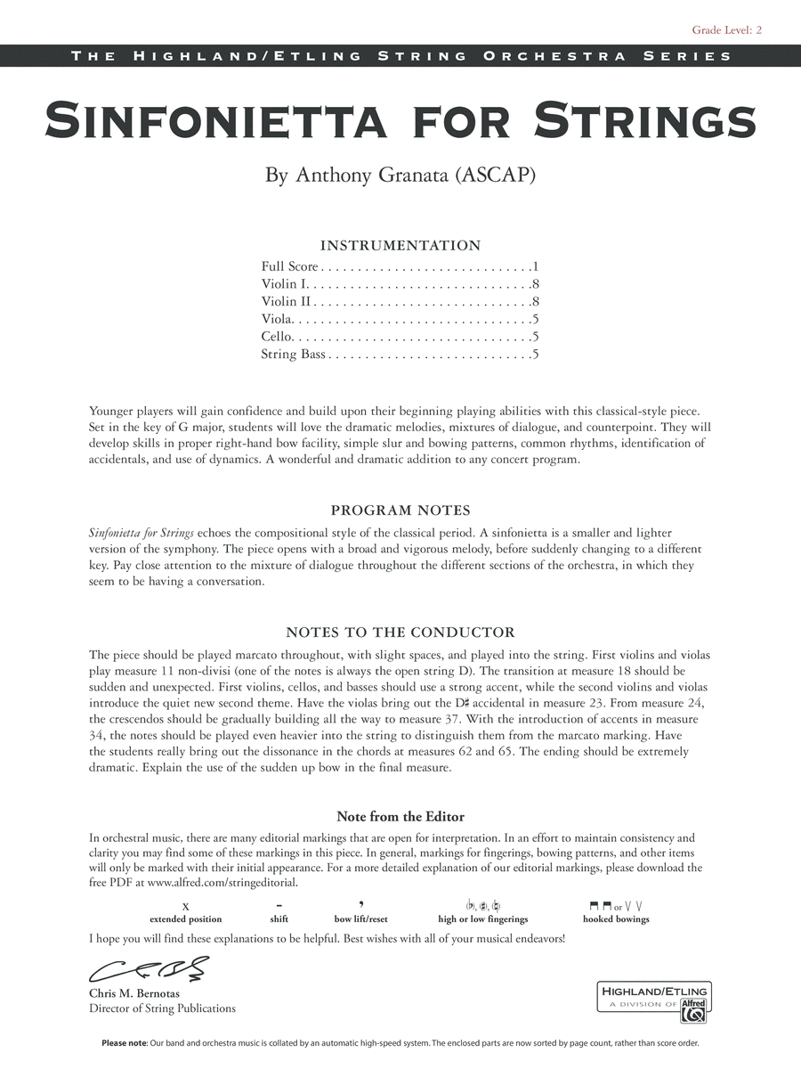 Sinfonietta for Strings: Score