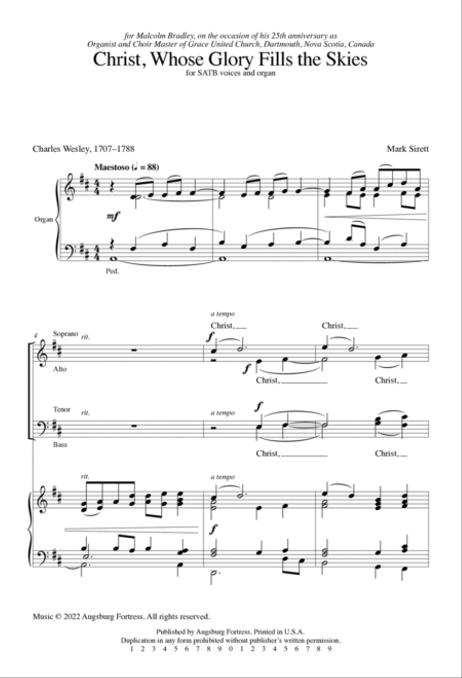 Christ, Whose Glory Fills the Skies 4-Part scores gallery preview page 2