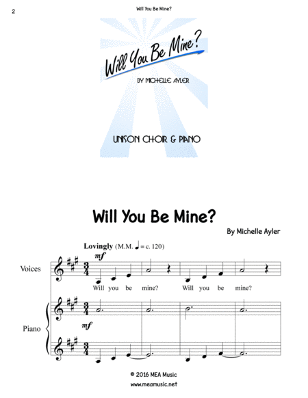 Will You Be Mine? (Unison Choir)