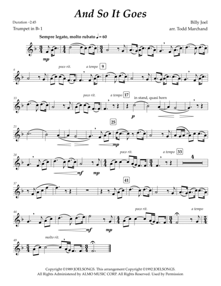 And So It Goes by Billy Joel Brass Quintet - Digital Sheet Music
