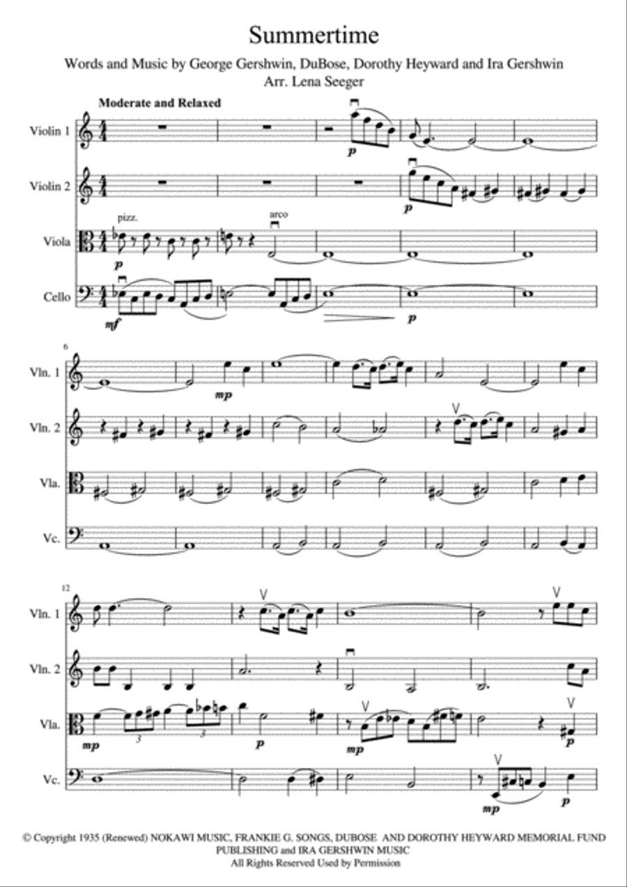 Summertime Summertime String Quartet scores gallery preview page 2