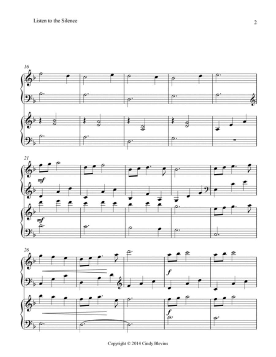 Listen to the Silence, Lap Harp Duet Lap Harp scores gallery preview page 3