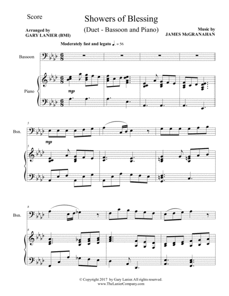 SHOWERS OF BLESSING (Duet – Bassoon & Piano with Score/Part) image number null