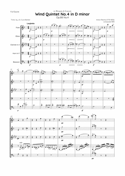 Reicha - Wind Quintet No.4 in D minor, Op.88 No.4