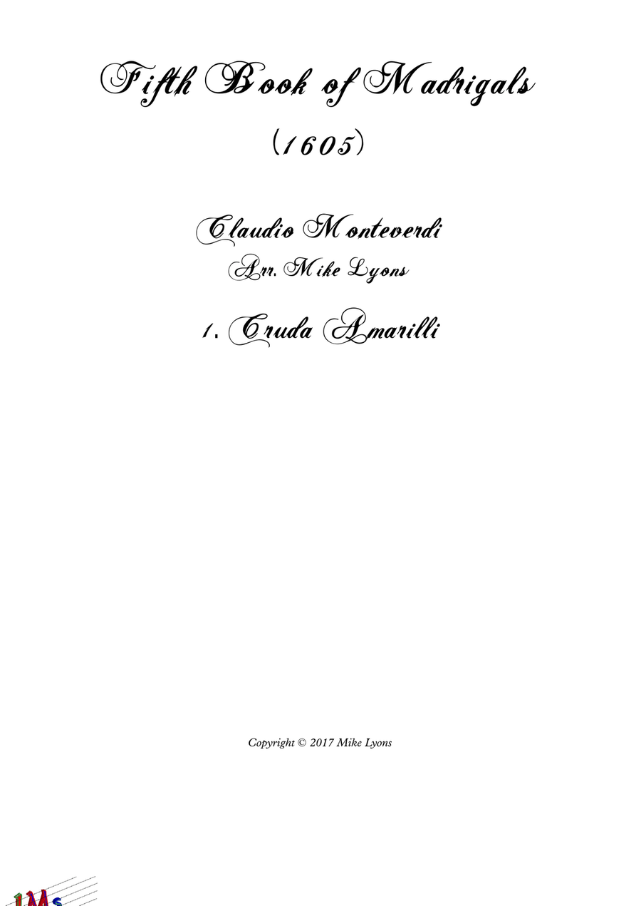Monteverdi - The Fifth Book of Madrigals (1605) - 1. Cruda Amarilli Brass Ensemble scores gallery preview page 1
