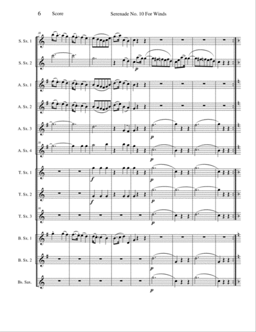 Serenade No. 10 for Winds - Mvt II (Menuetto) Large Ensemble scores gallery preview page 6